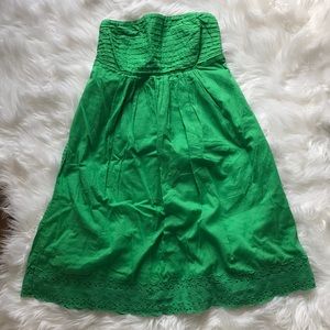Strapless jcrew green dress